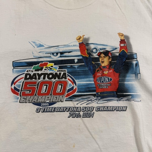 Vintage Jeff Gordon Shirt Mens Large White NASCAR Daytona 500 Chase Graphic Tee - Picture 5 of 9